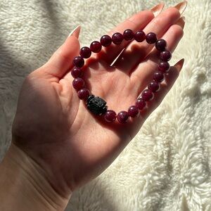 Ruby Garnet Beaded Bracelet – Protective Energy | Artisan Crafted | Size 7.5